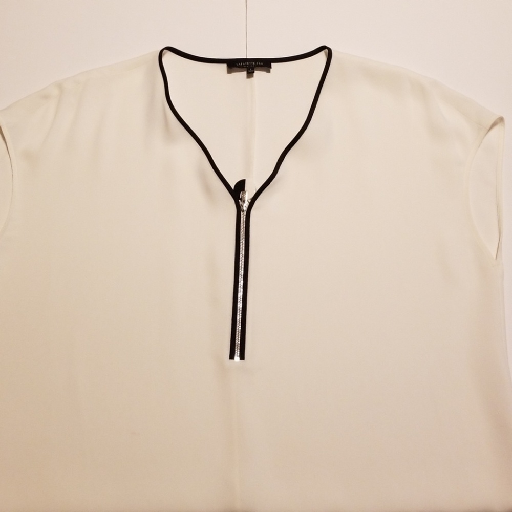 Lafayette 148 100% Silk Sheer Popover blouse
